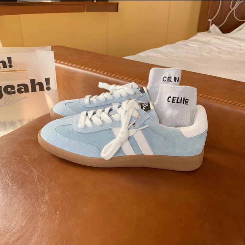 designer new Retro genuine leather women's German training versatile color-blocking round-toe lace-up casual sports sneakers and skate shoes