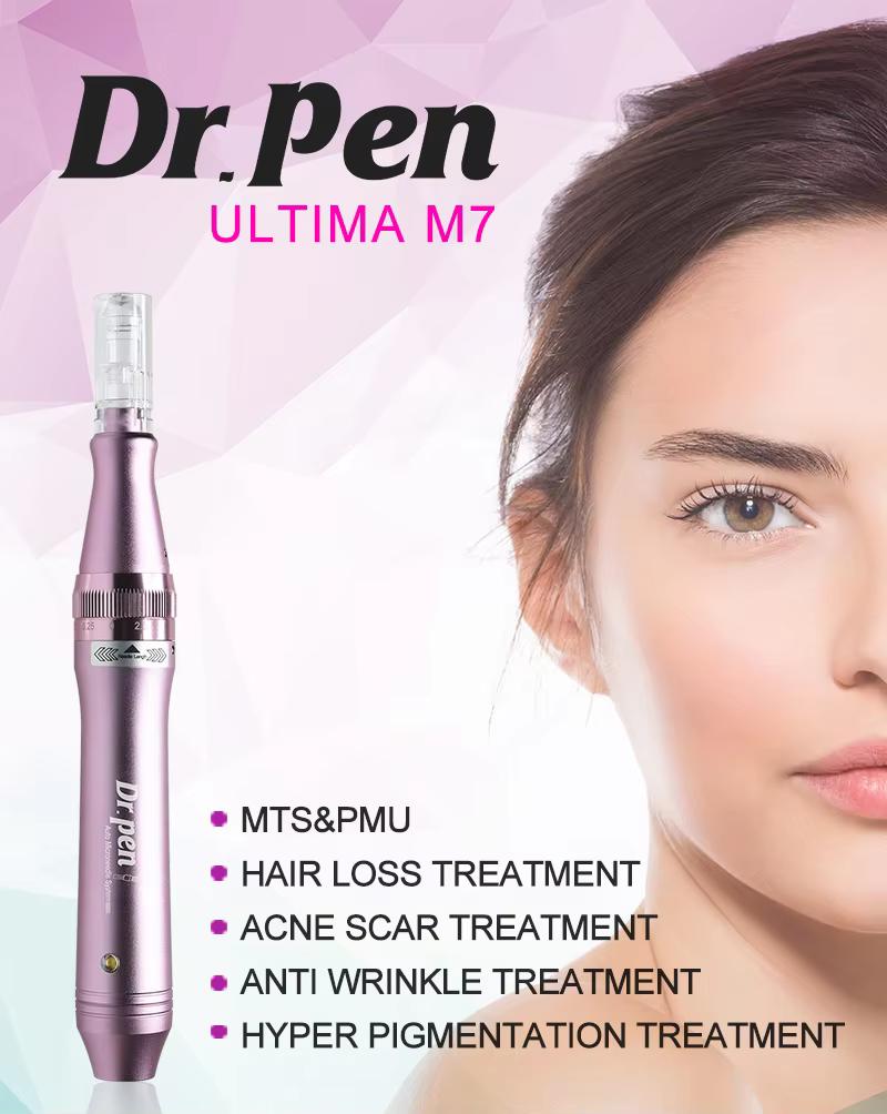 Pink-Gold M7-W Electric Microneedling Pen Cordless Face Care Beauty Device Dr.pen for Skin Care and Personal Care