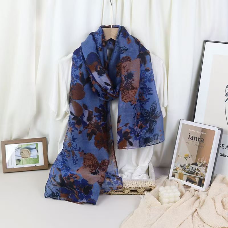 T406 new fashion scarf for women, travel photography, all-match shawl, thin silk scarf, spring and autumn warm neck scarf