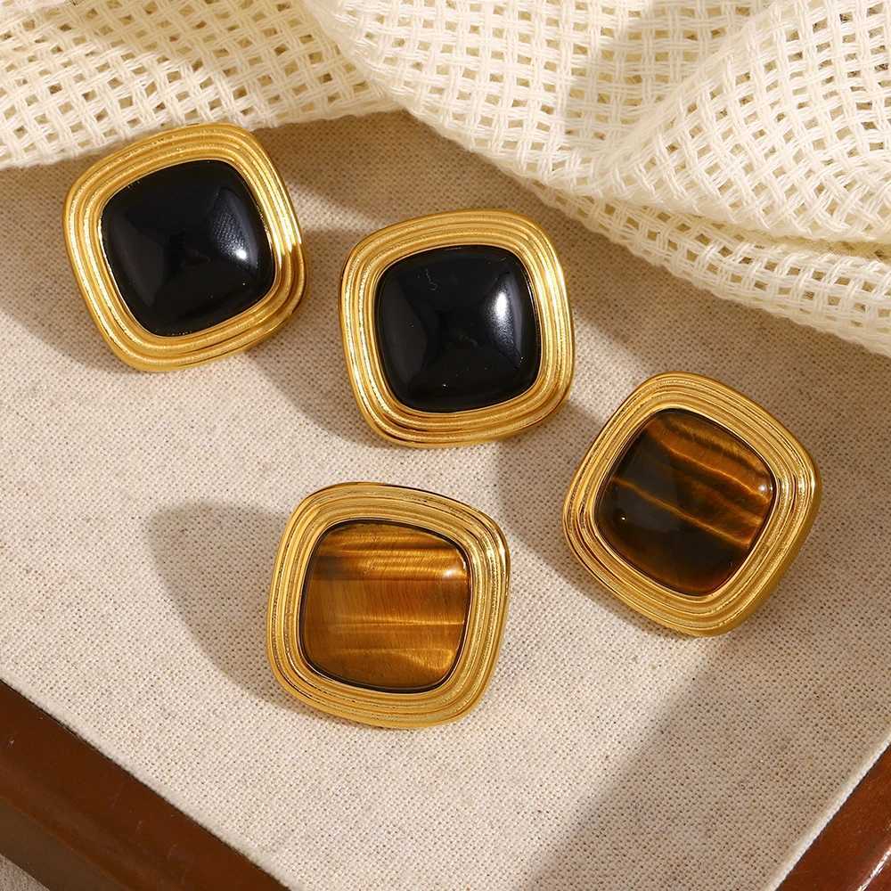 Stainless Steel Natural Stone Earring Plated 18k Gold Color Non Tarnish Waterproof Trendy Jewelry Earring for Women Gift C251103