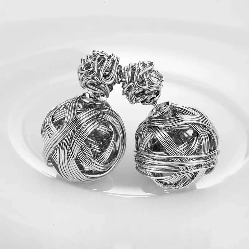 RE Metal Wrapped Entangled Earrings Alloy Double sided Wearing Earrings Round Stud Earrings Womens Jewelry Earrings Gift A1630 Y250401