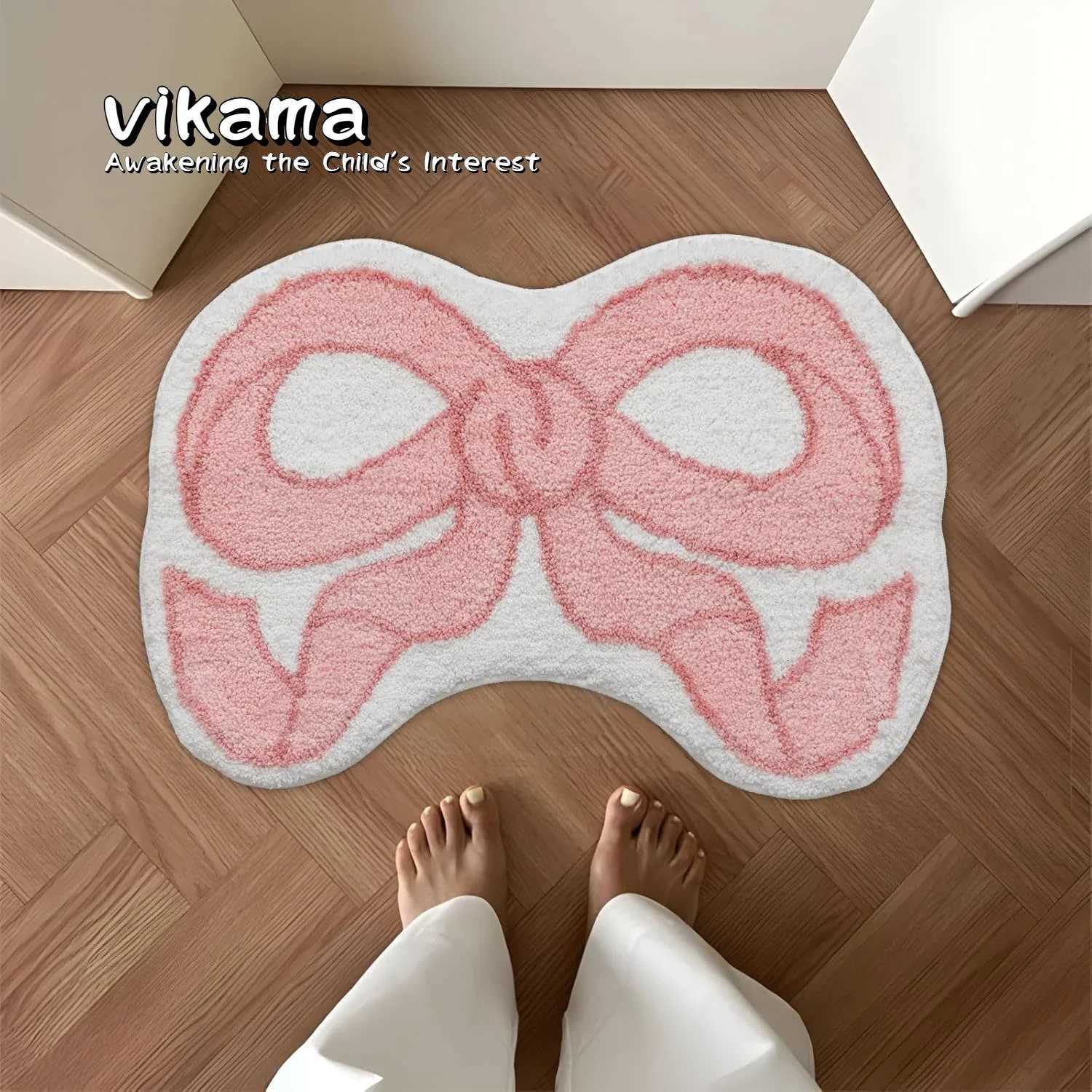 VIKAMA Creative Bow Rug Living Room Bedroom Kitchen Bathroom Absorbent Machine Washable Doormat Carpet Home Decor Mat Rug C251103