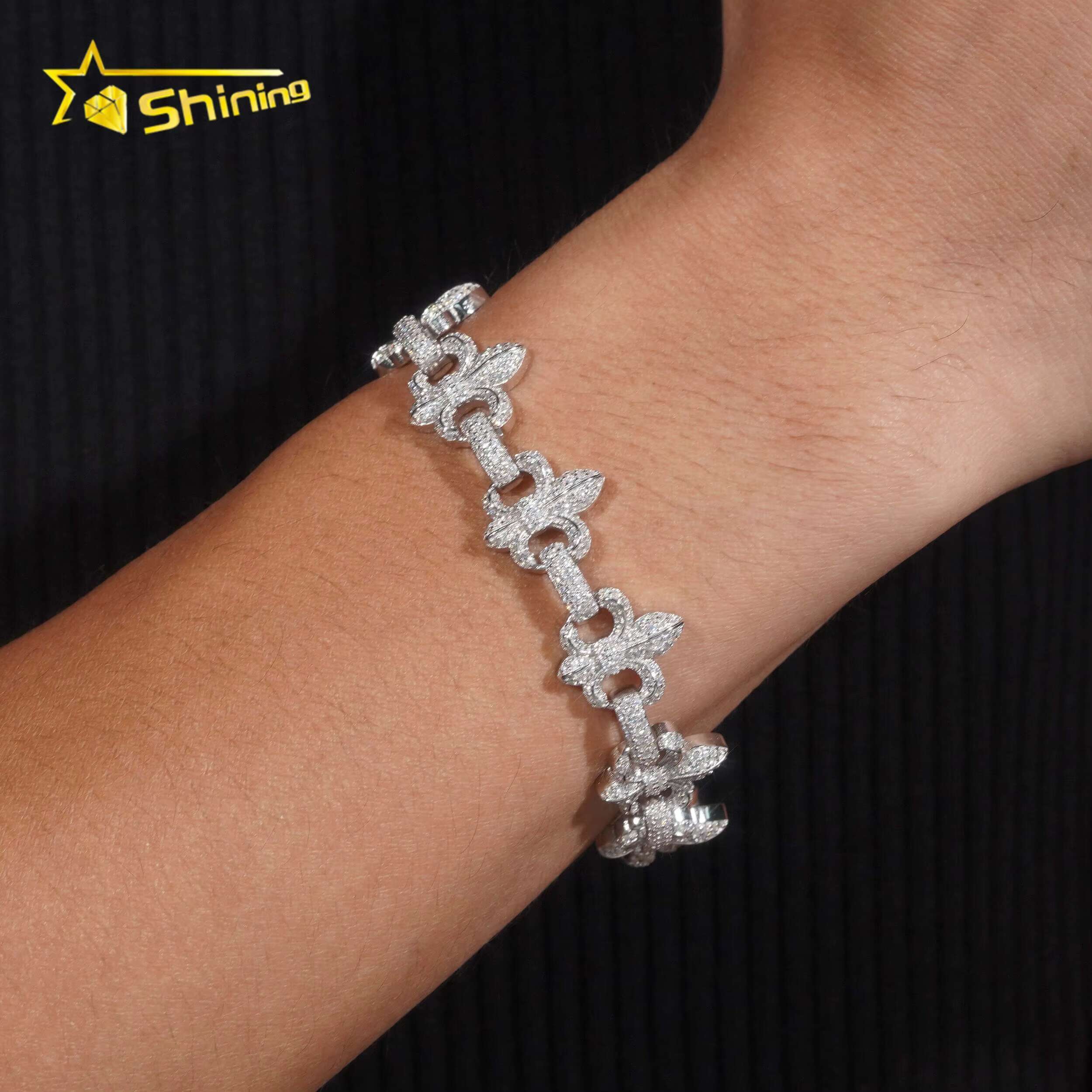 New Style Pass Diamond Tester Silver 925 Gold Plated Hip Hop Jewelry 15mm Custom Lock Moissanite Cross Cuban Link Bracelets