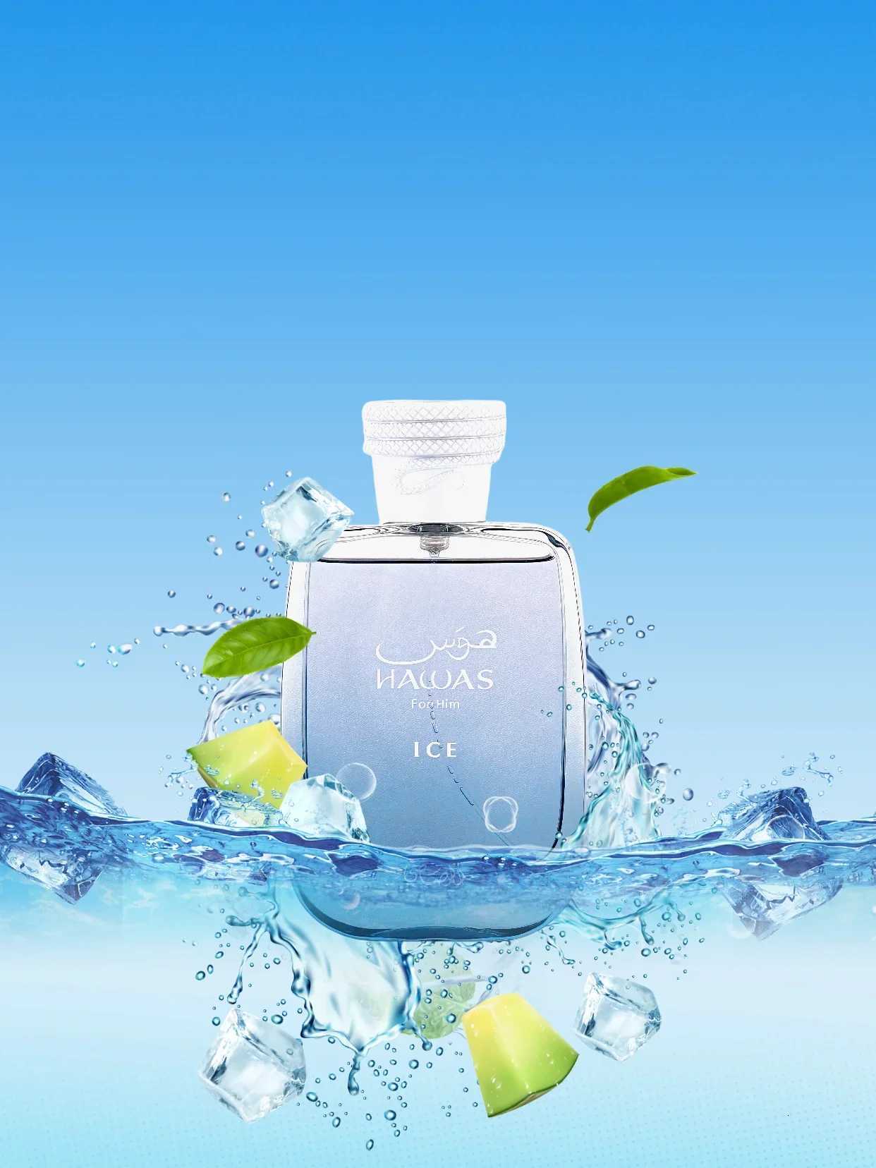 Rasasi Hawas Ice Eau De Parfum 34oz 100ml Fresh Aquatic Citrus Unisex Perfume Gift for Halloween Christmas ThanksgivingXJ251103