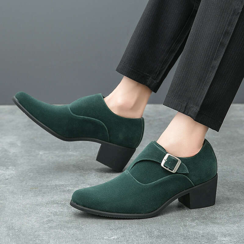 Large size high-heeled 2024 Spring and Autumn new thick soled casual 37-46 trendy height increasing leather shoes