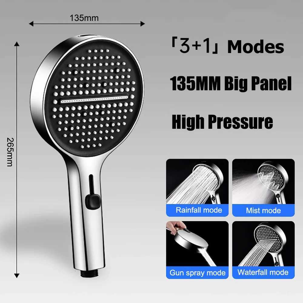 135MM High Pressure Shower Water Saving 3 Modes Adjustable Spray Nozzles Massage Rainfall Shower Bathro Accessories Y251103