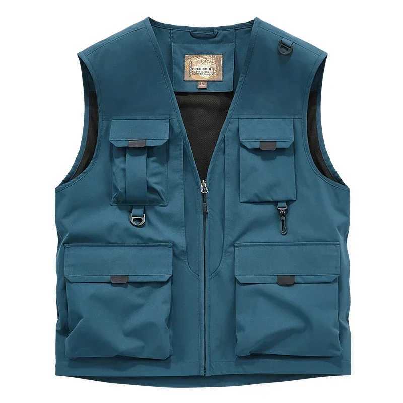 Outdoor Casual Vest Mens 2024 Autumn Multi-Pocket Breathable Sports Sleeveless Jacket Fashion Photographer Design Fishing Vest X250403