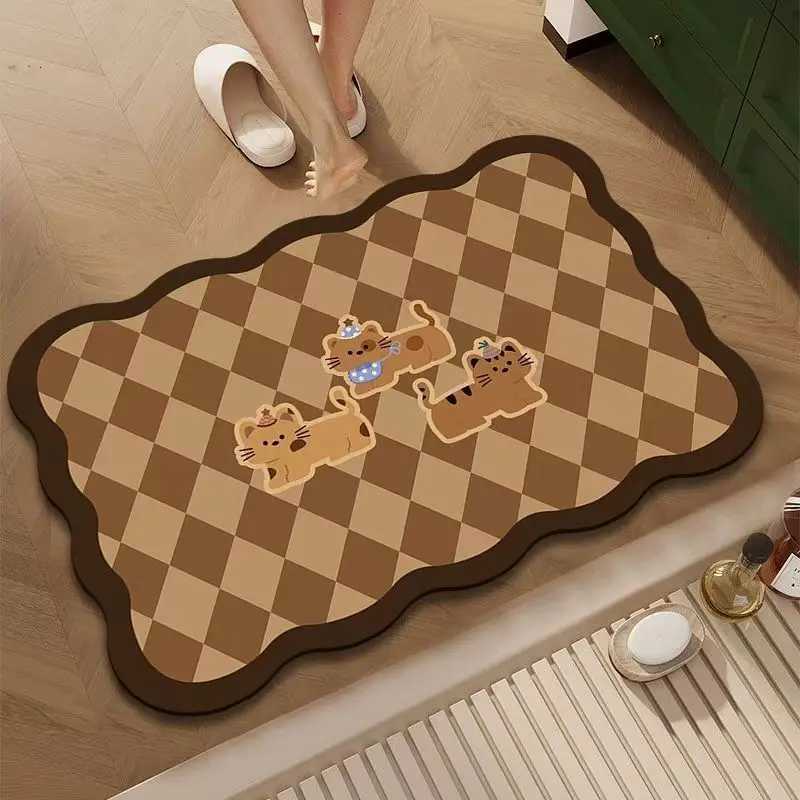 VIKAMA Diatomite Cartoon Cute Bathroom Absorbent Floor Mat Home Toilet Doorway Carpet Bedroom Durable Anti-slip Foot Mat C251103