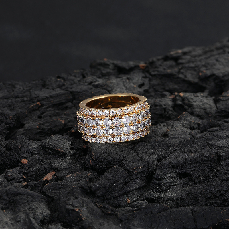 Jewelry Ring Design Personalized Light Luxury Row Diamonds Jewelry Set with Densely Packed Zirconias Trendy Two-Piece Collection Glamorous Metallic Fi