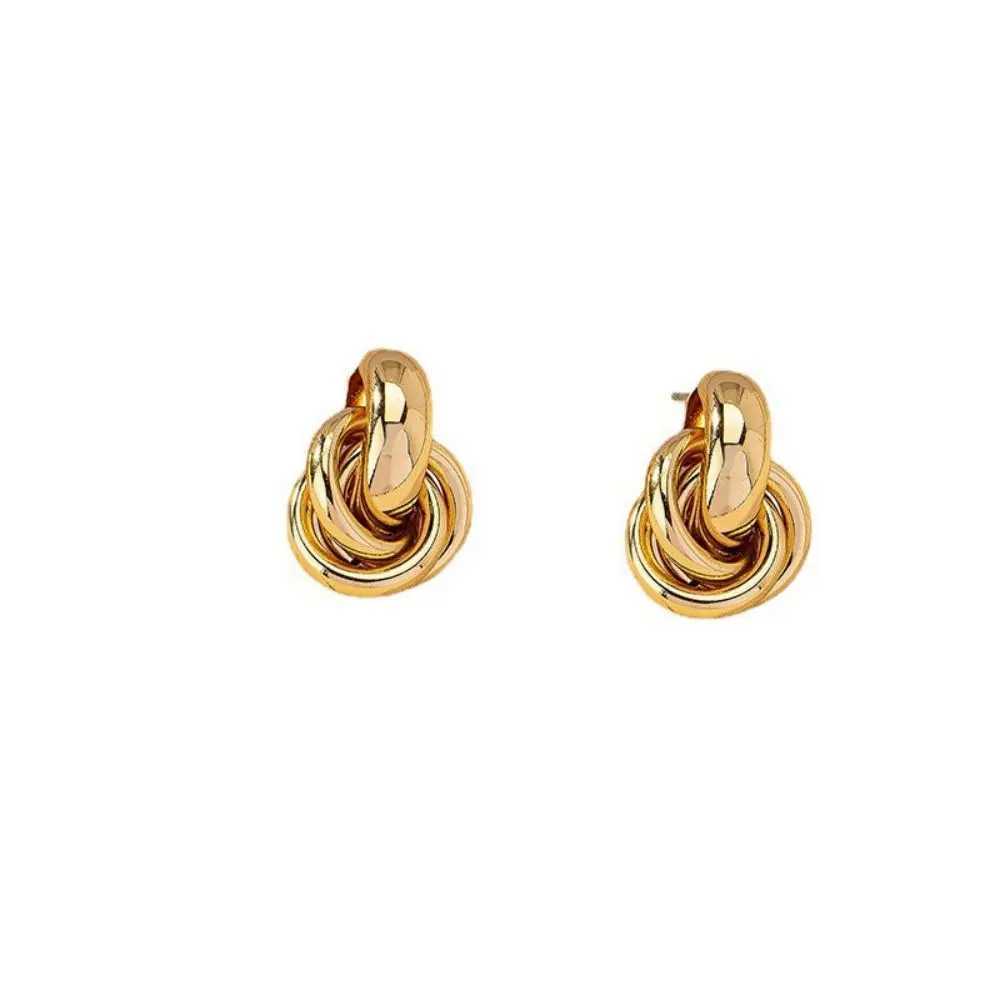 Gold SIlver Color Knot Hoop Earring For Women Shiny Plating Trendy Earring Stud Cute Daily Wear Jewelry 2024 C251103