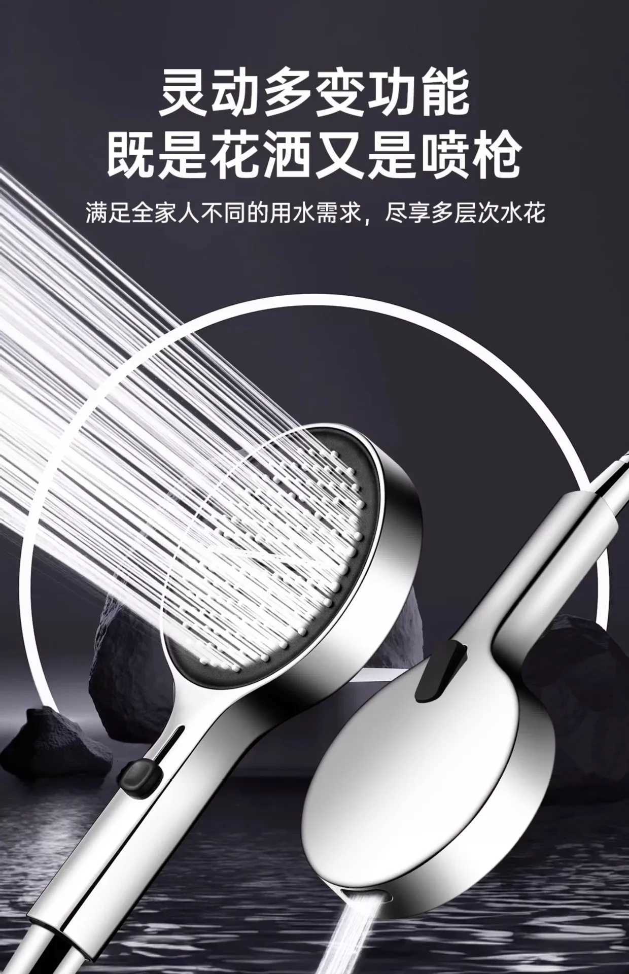 135MM High Pressure Shower Water Saving 3 Modes Adjustable Spray Nozzles Massage Rainfall Shower Bathro Accessories Y251103