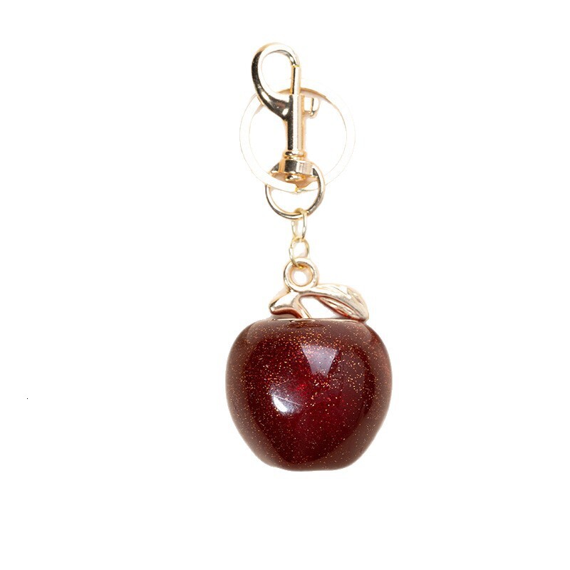 designer bag charm Hot Selling Apple Keychain fashion Exquisite Crystal Resin Fruit Bag Car DIY Pendant keychain designer