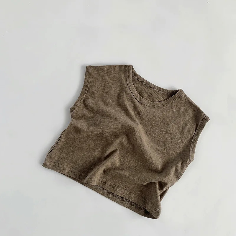 Summer Childrens Club Cotton Tshirt Korean Fashion Sleeveless Striped Baby Boys Casual Tank Top 4 5 6 7Y 250325z