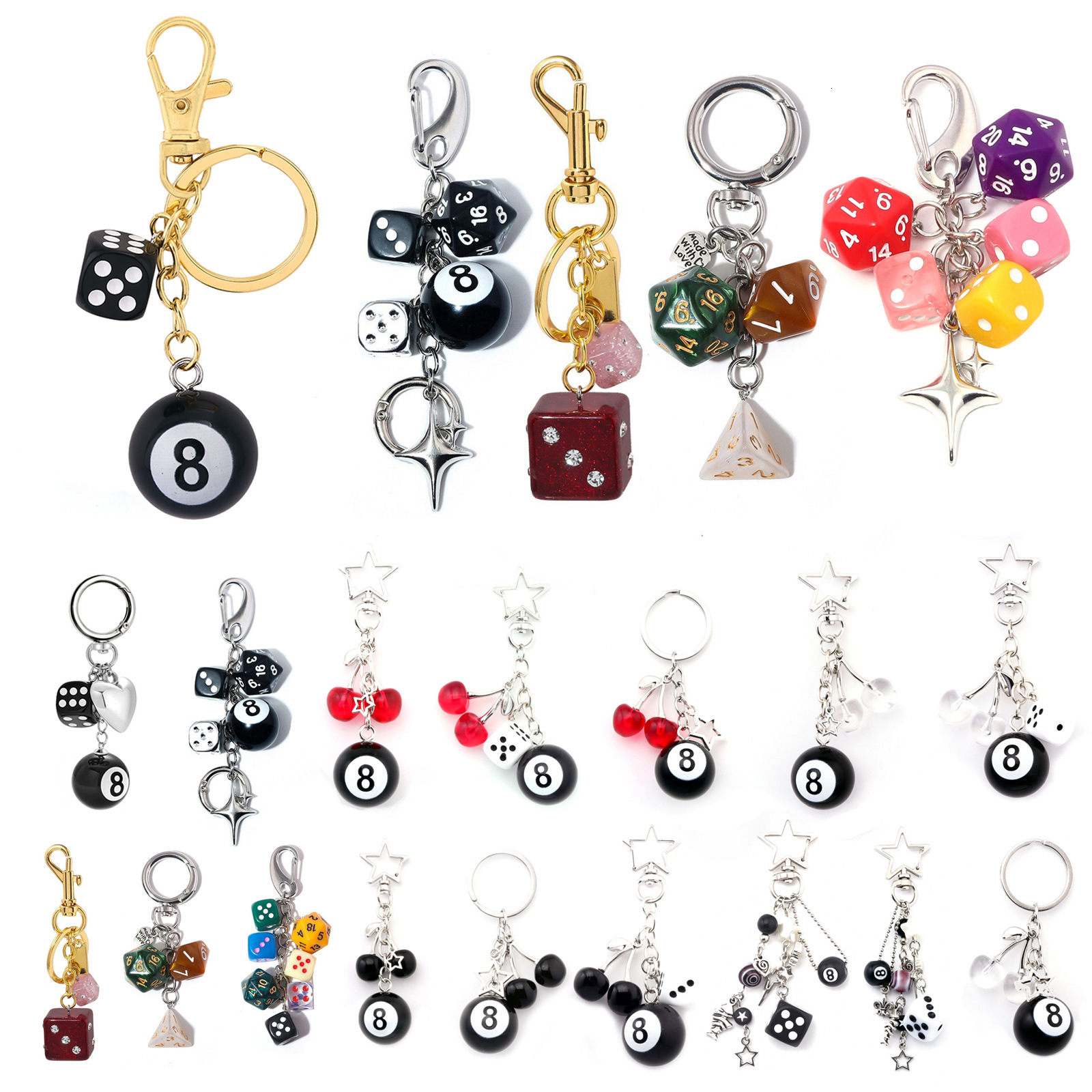 designer bag charm Classical Irregular Dice Billiard Black 8 Pack Keychain Phone Pendant Bag Chain Ornament keychain designer