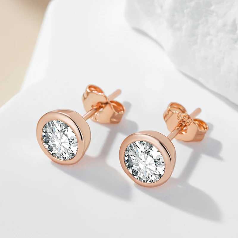 Kinel Fashion Natural Zircon Stud Earrings For Women Simple 585 Rose Gold Color Round Earrings High Quality Daily Fine Jewelry C251103