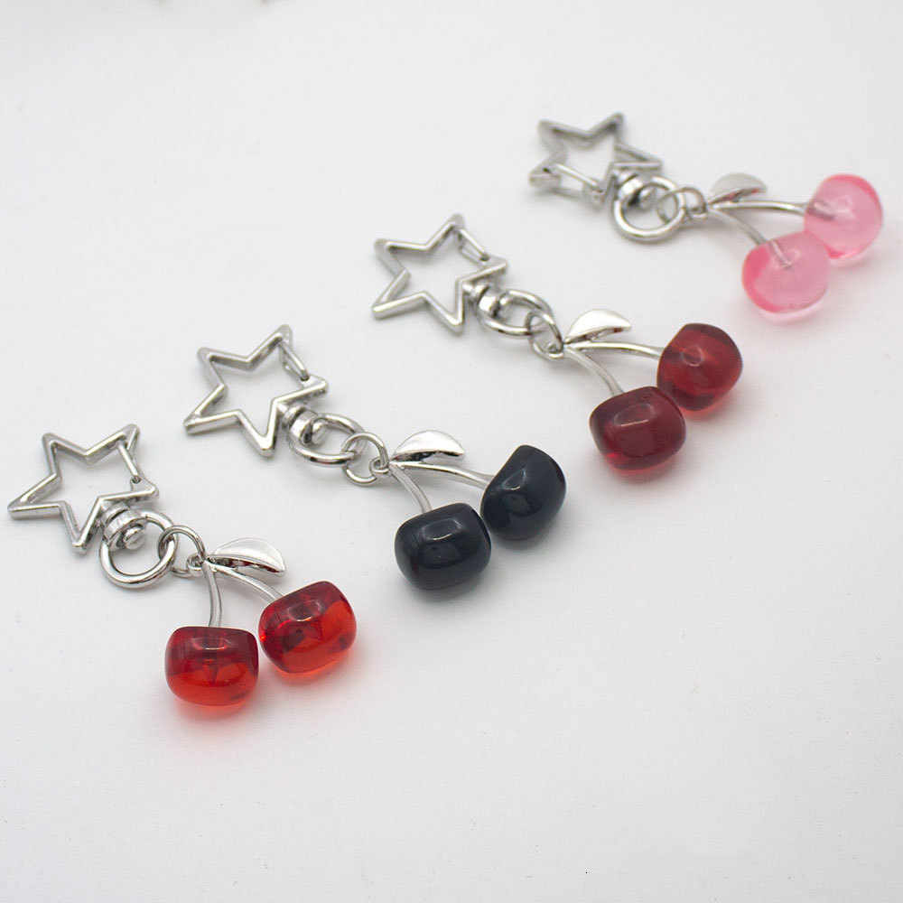 Charm Y2K Five-Pointed Star Cherry Keychain - Cute Phone Pendant and Bag Decoration Z260130