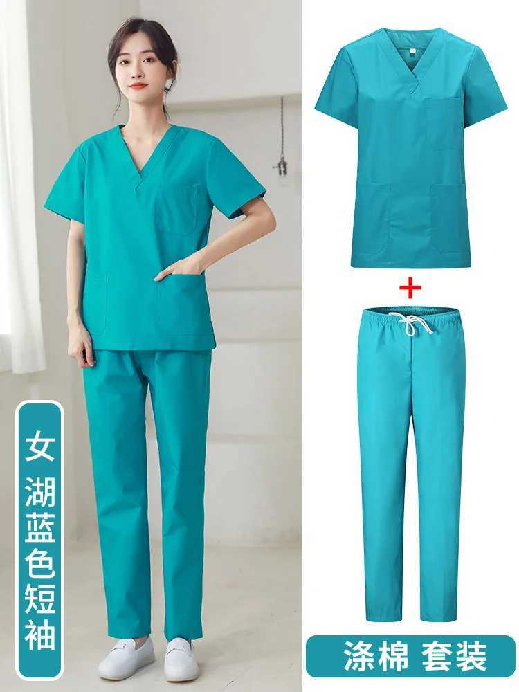 Cotton Summer Nurse Women Uniforms Medical Scrubs Clothes Nursing Beauty Agency Suit Pet Shop Veterinary Accessories Jogging J251103