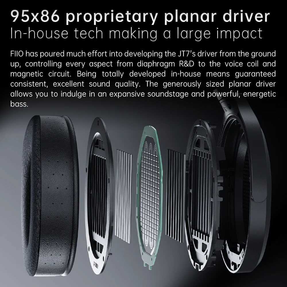 FiiO JT7 Over-Ear Planar Magnetic Auphile phones with 95x86mm Planar Driver designAdjustable band44mm/35mm Cable H251103