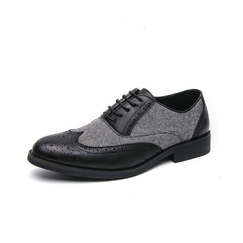 Large size Block leather for men in 2024 Spring and Autumn, formal business, British casual suit, groom's wedding shoes