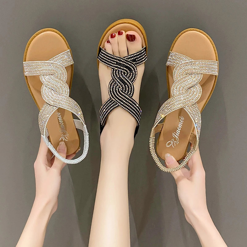 Summer Platform Sandals Women Fashion Casual Roman Shoes Female Solid Color Crystal Sandalias Mujer 251030