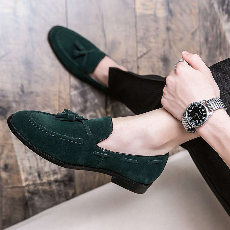 Spring new plus size 48 niche fashion leather for men lazy outdoor bean shoes