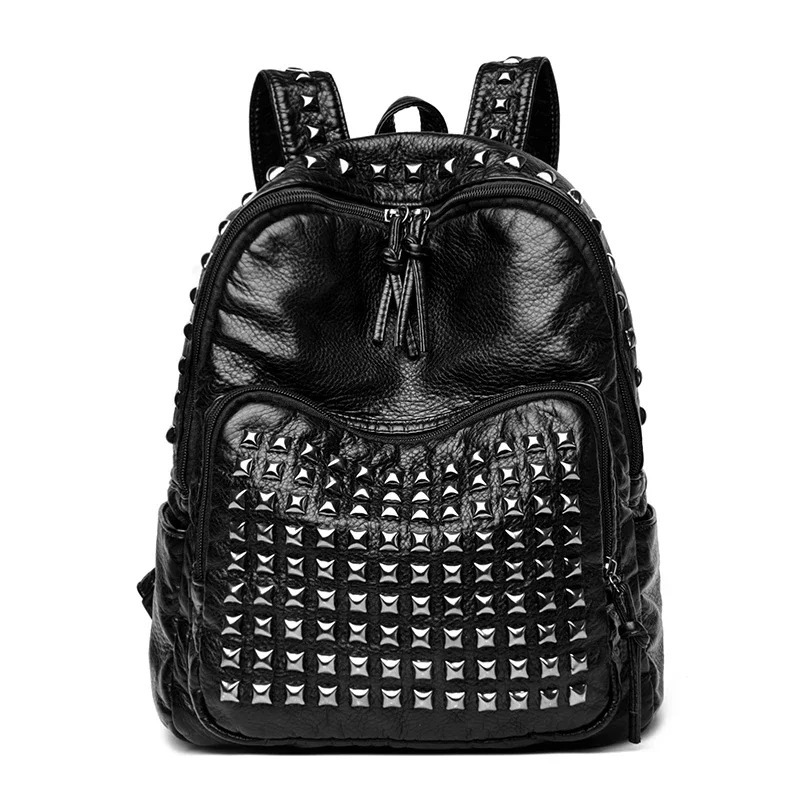Fashion Rivet Soft Leather Women Backpacks Large Capacity School Bag Female Bagpack Travel Bags Sac A Main 251104