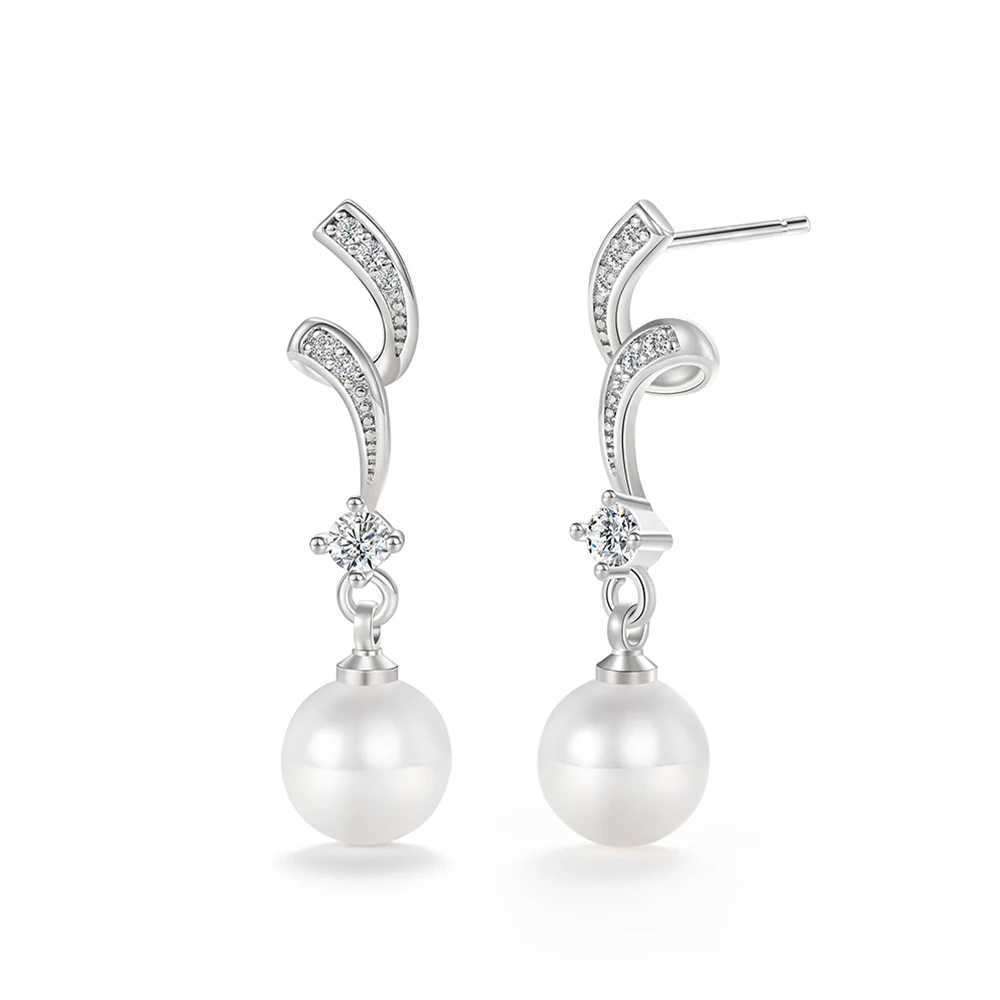 Huitan Newly designs simulated pearl pendant earrings for brides weddings engagement accessories elegant temperature womens jewelry Y250401