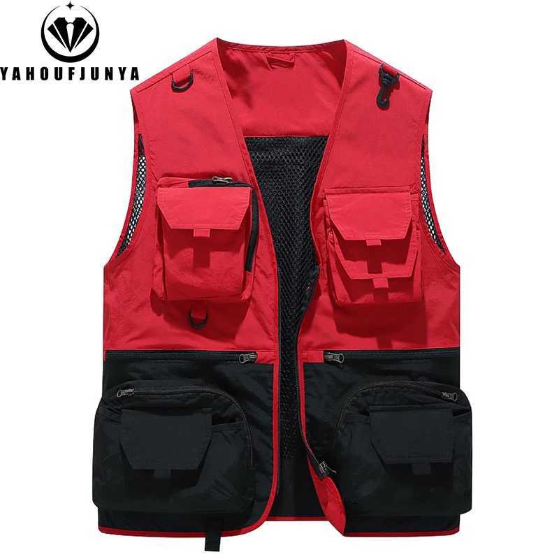 Men Spring Sleeveless Many Pocket Tool Webbed Breathable Vest Men Outdoors Fishing Camping Thin Utility Lightweight Vest Male X250403