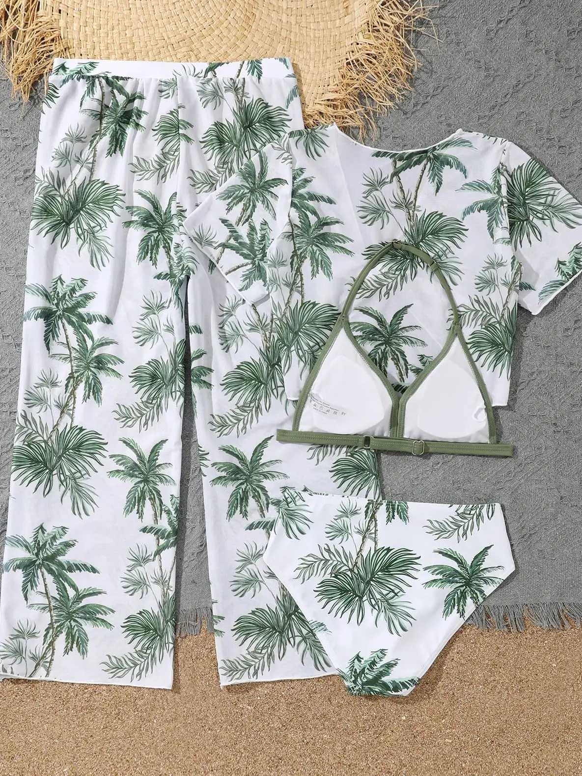 4 pieces of bikini set top and pants 2025 girls womens childrens swimsuit beach wear J250403