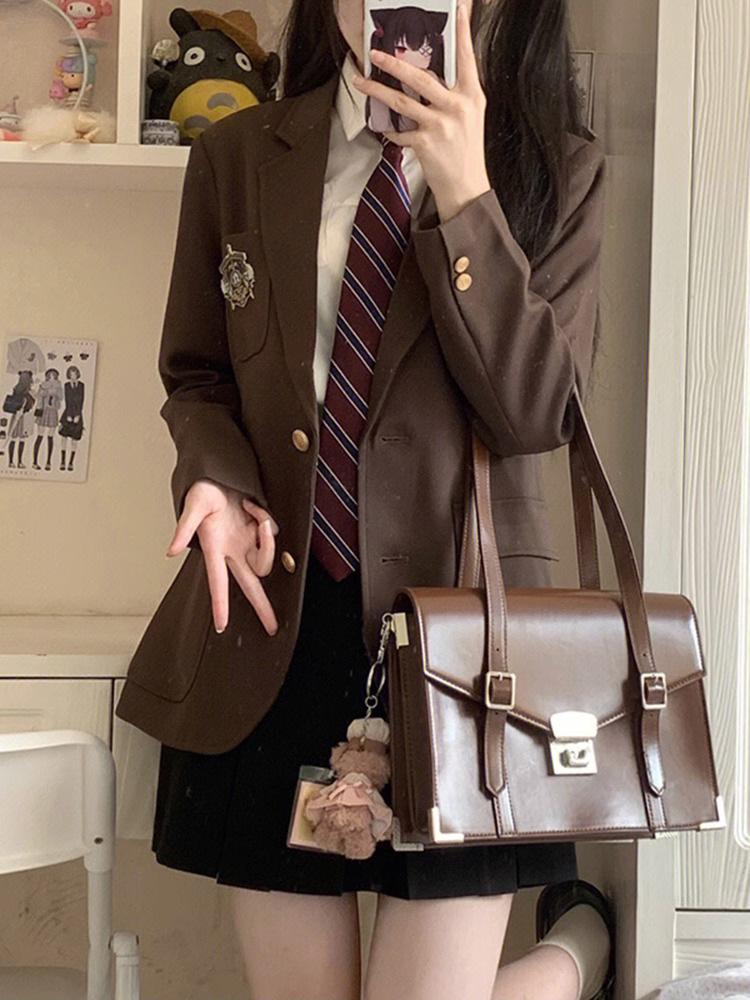 X42Chic Women's Korean-Inspired Mini Suit Jacket for Students