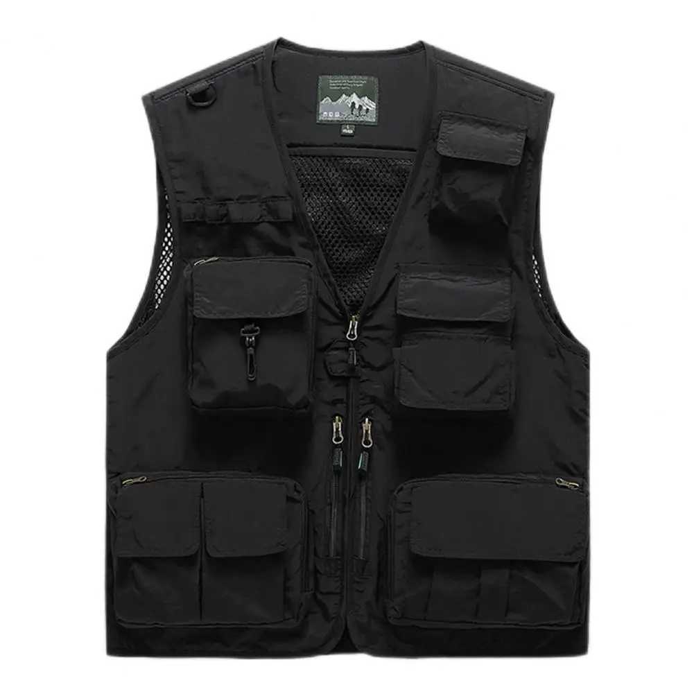 Summer New Men US Hiking Fishing Vest Mens Photographer Waistcoat Mesh Cargo Sleeveless Jacket Tool Vest X250403