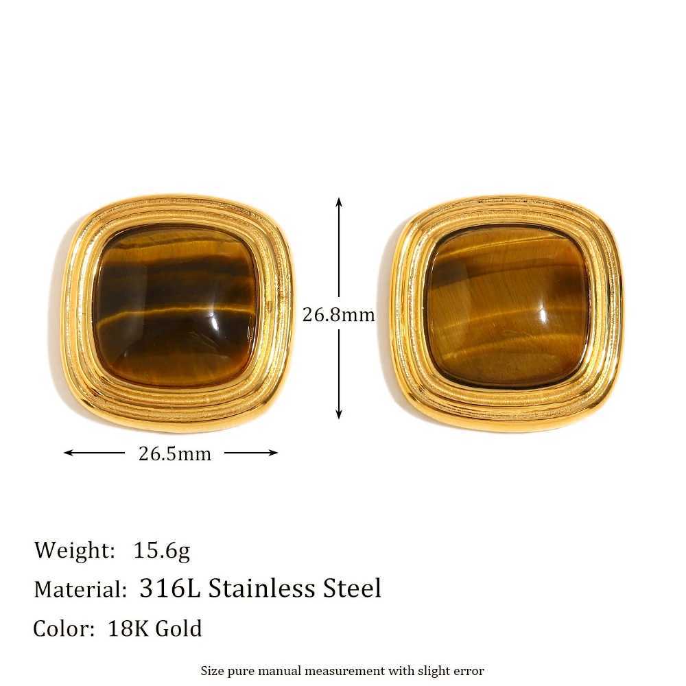 Stainless Steel Natural Stone Earring Plated 18k Gold Color Non Tarnish Waterproof Trendy Jewelry Earring for Women Gift C251103