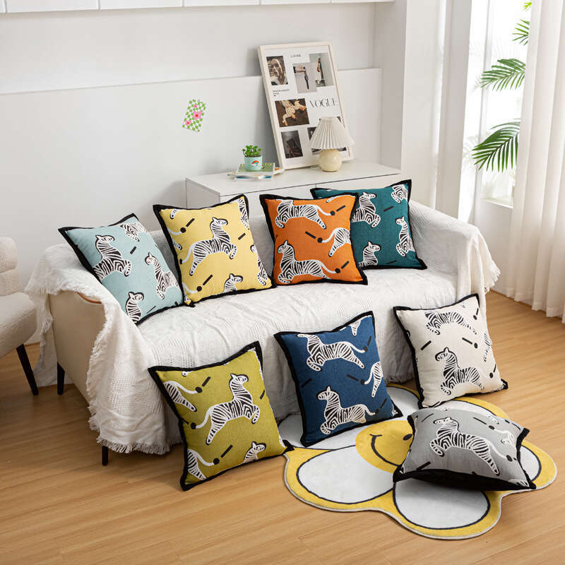 Modern Minimalist Cartoon Pony Pillowcase Embroidery Model Living Room Lumbar Support Sofa Bay Window Cushion New Pillow