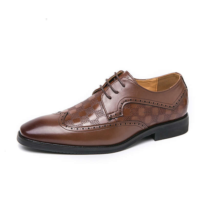 Large Leather 2024 Spring and Autumn New Men's Lace up Business Dress Groom Wedding Shoes Size 38-48