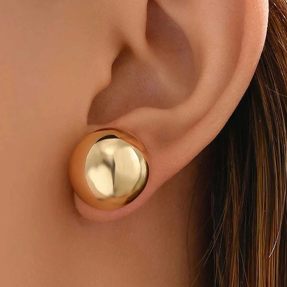 DGIDDK Stainless Steel Round Geometric Glossy Stud Earrings 18K Gold Plated Simple Earrings For Women Jewelry Everyday Matching C251103