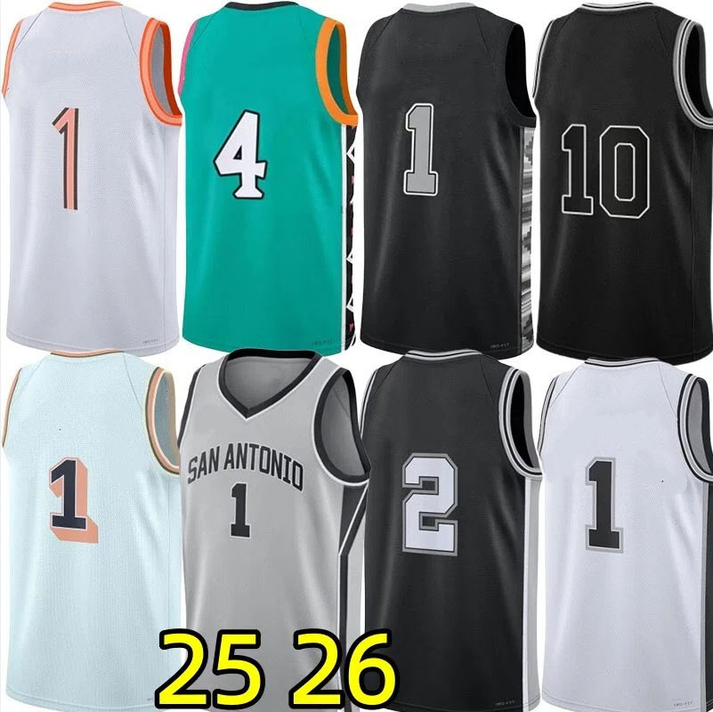 1 Victor Wembanyama San Anton Spur Basketball Jerseys Stephon Castle De Aaron Fox Dylan Harper Devin Vassell Jeremy Sochan Keldon Johnson Kelly Olynyk