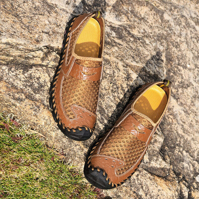 Summer Korean version trendy casual large round toe mesh shoes, men's outdoor low top breathable sports shoes