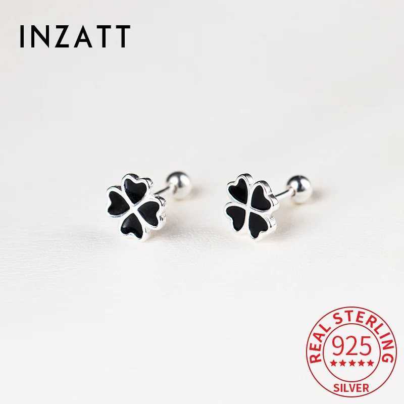 INZATT Real 925 Sterling Silver Black Drip Glaze Stud Earrings for Women Cute Fine Jewelry Light Luxury Accessories C251103