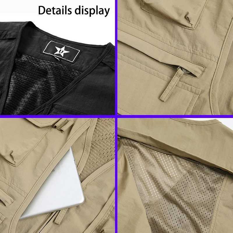 6XL Big Size Mens Utility Fishing Vests Summer Outdoor Multi-pocket Lightweight Waterproof Hiking Travel Safari Cargo Vest Men X250403