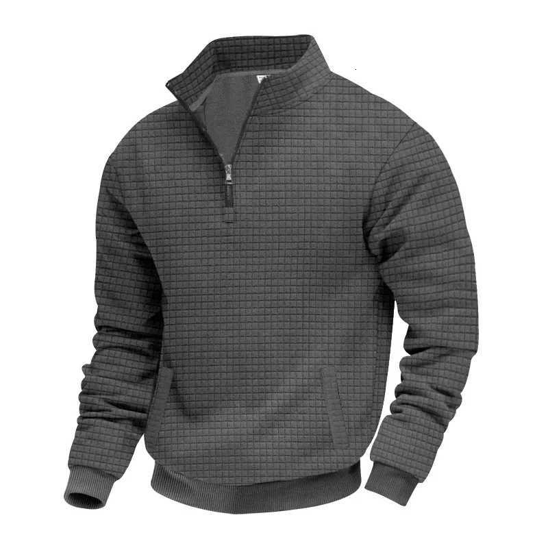 Mens Large Size Semi-Zipper Sweater Autumn Winter Jacquard Small Checkered Stand-up Collar Casual PulloverT251103