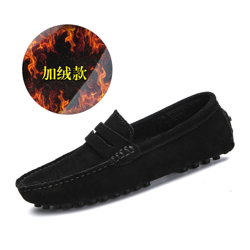 New autumn winter oversized low cut men's bean with fashionable plush and warm sleeves, British casual shoes