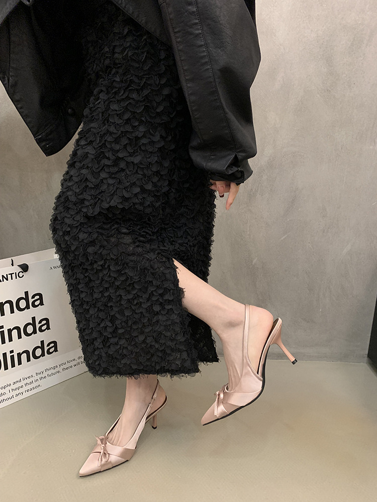 2025 New Free shipping deisgner for womens dress shoes khaki black pink Summer new French bow sandals and high heels