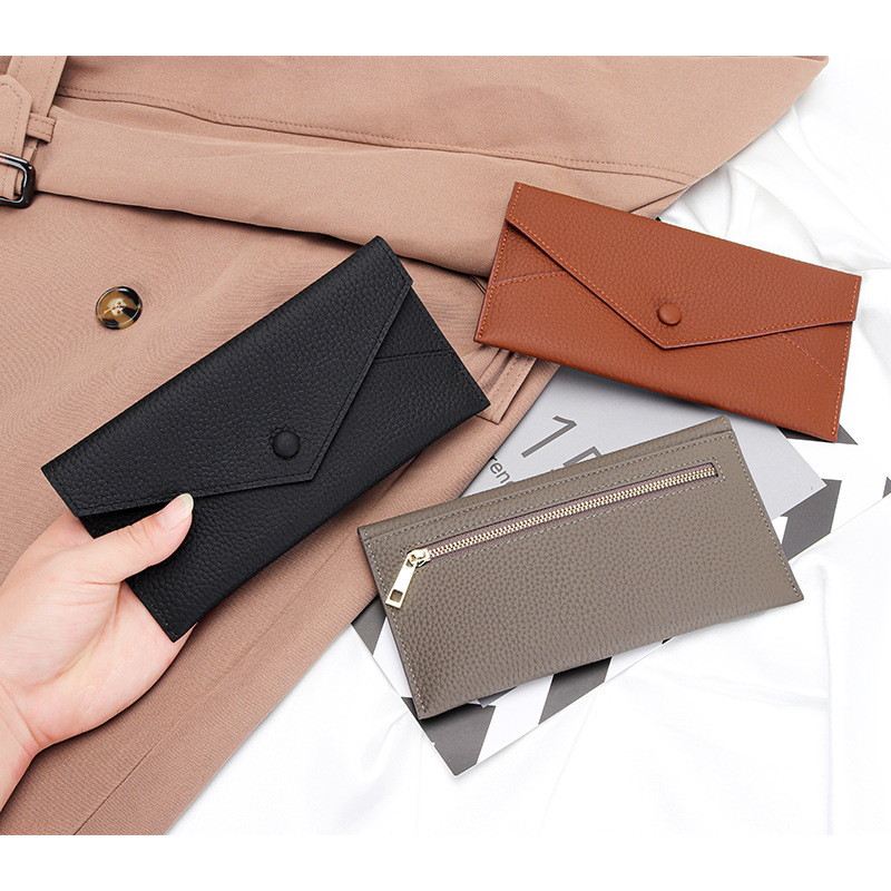 Genuine Leather Long Wallet for Women Versatile 2025 New Soft Leather UltraThin Wallet Card Holder Integrated Large Cash Clip Phone Holder