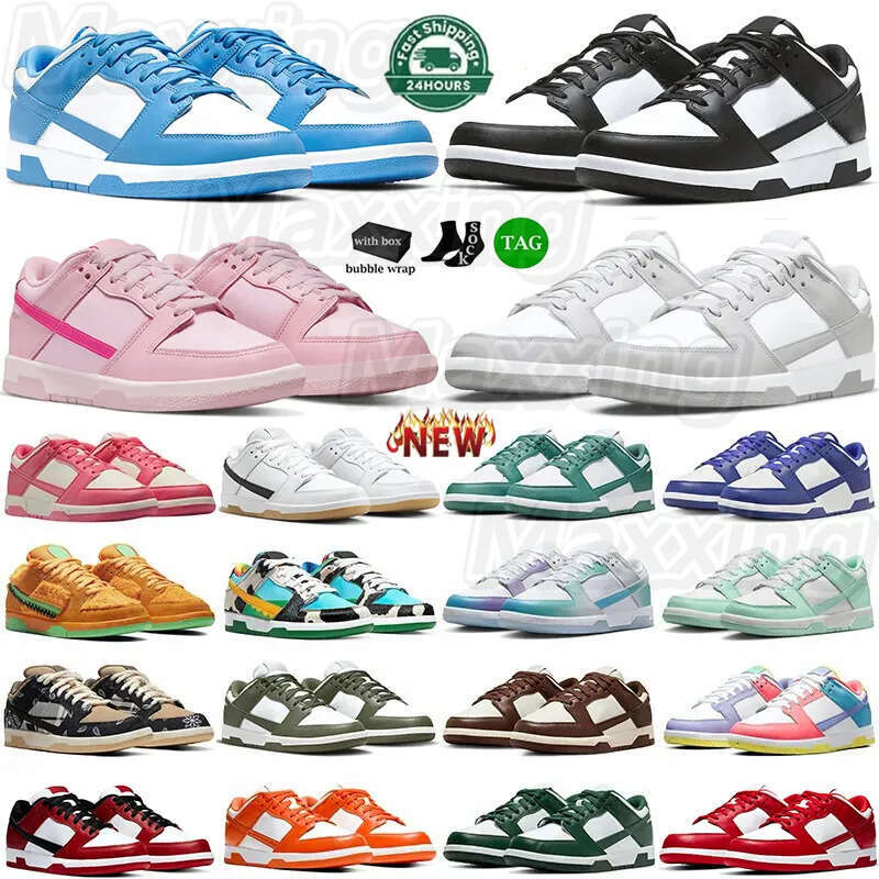 Designer Pandasneakers Running shoes for Men Women Low Casual Shoes White Black Grey Fog Olive Brown UNC Coast Outdoor Mens Flat Sneakers size 36-46