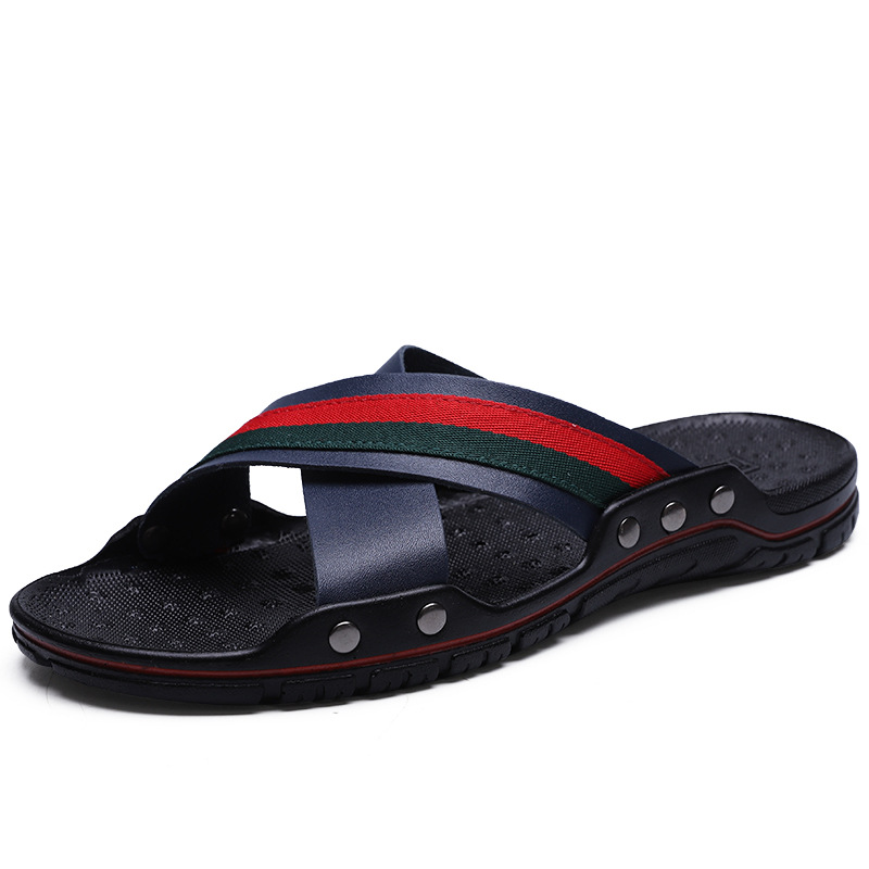 Free shipping designer sandals plus size men black white blue comfortable breathable soft sole indoor slippers 2025