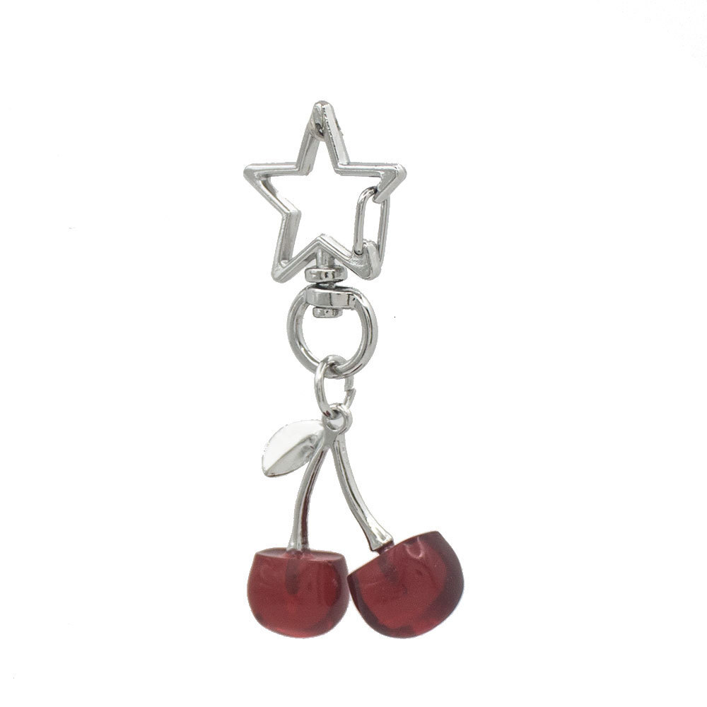 Charm Y2K Five-Pointed Star Cherry Keychain - Cute Phone Pendant and Bag Decoration Z260130
