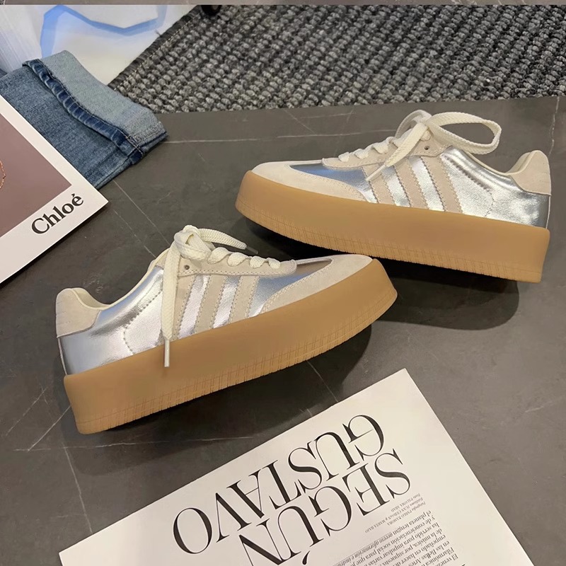 designer shoes new women's German training shoes spring all-match thick-soled small white shoes retro and niche height-increasing leisure board s