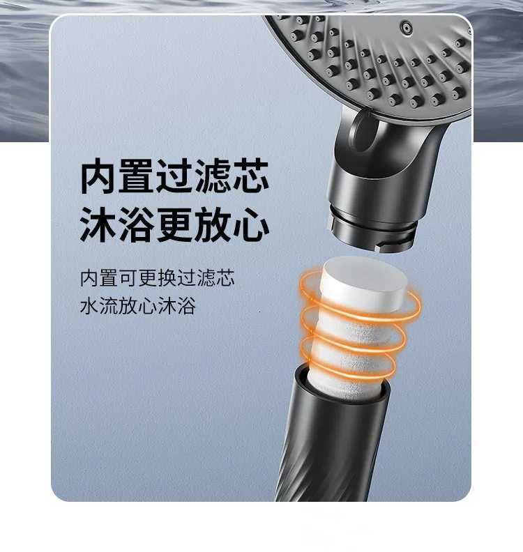 New 122mm Large Panel 5 Modes High Pressure Shower with Filter Massage Filtered Rainfall Shower Bathro Accessories Y251103