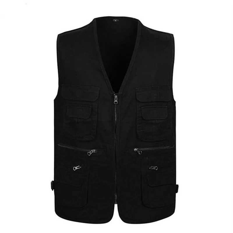 2024 New Mens Cargo Vest Winter Thick Fleece Warm Sleeveless Jacket Solid Color Tactical Coat Men Pockets Work Waistcoat 6XL X2504032