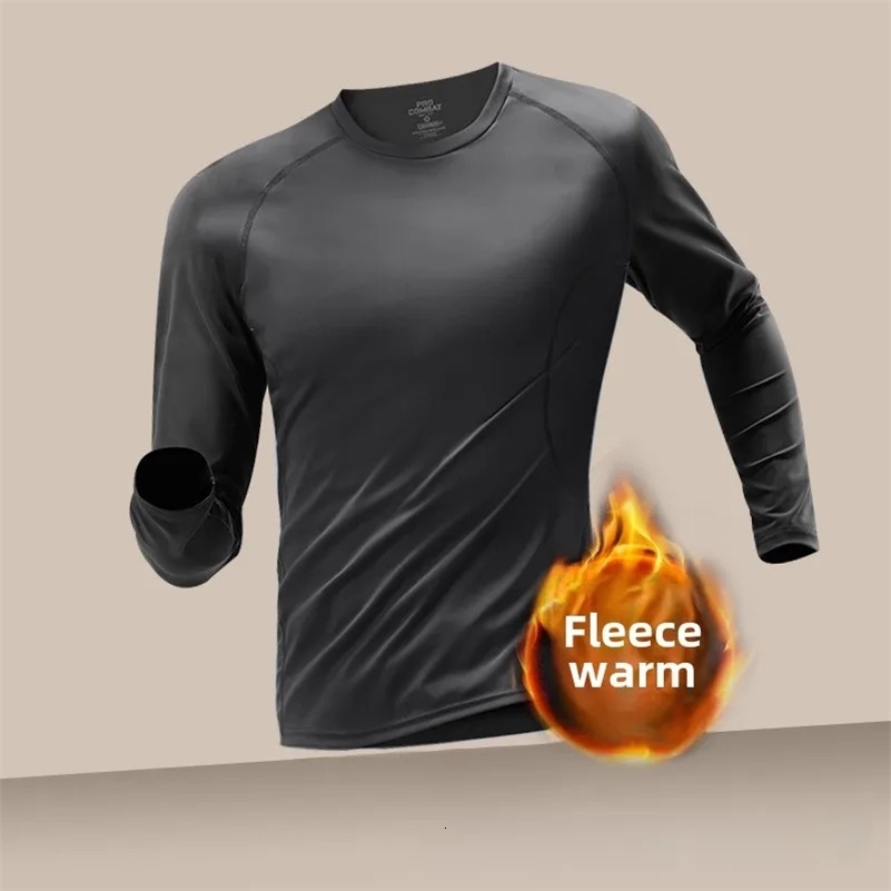 Mens Thermal Plush Base Layer Set Winter Thickened Running Trainning Quick Drying Clothes Fitness Tight Sports Mens Sweats Set 251024